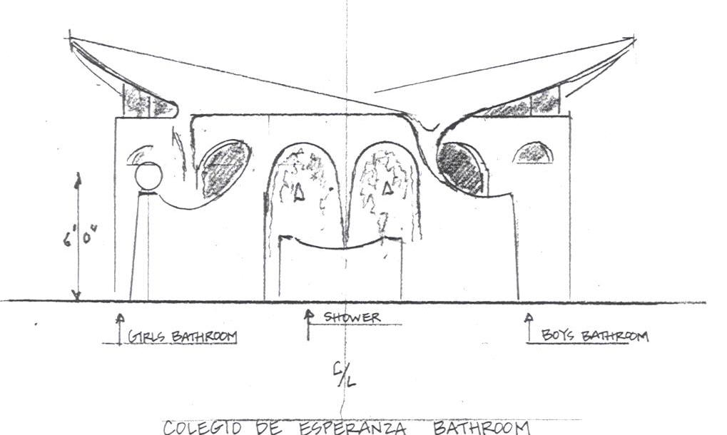 James Hubbell Elevation Colegio La Esperanza bathroom